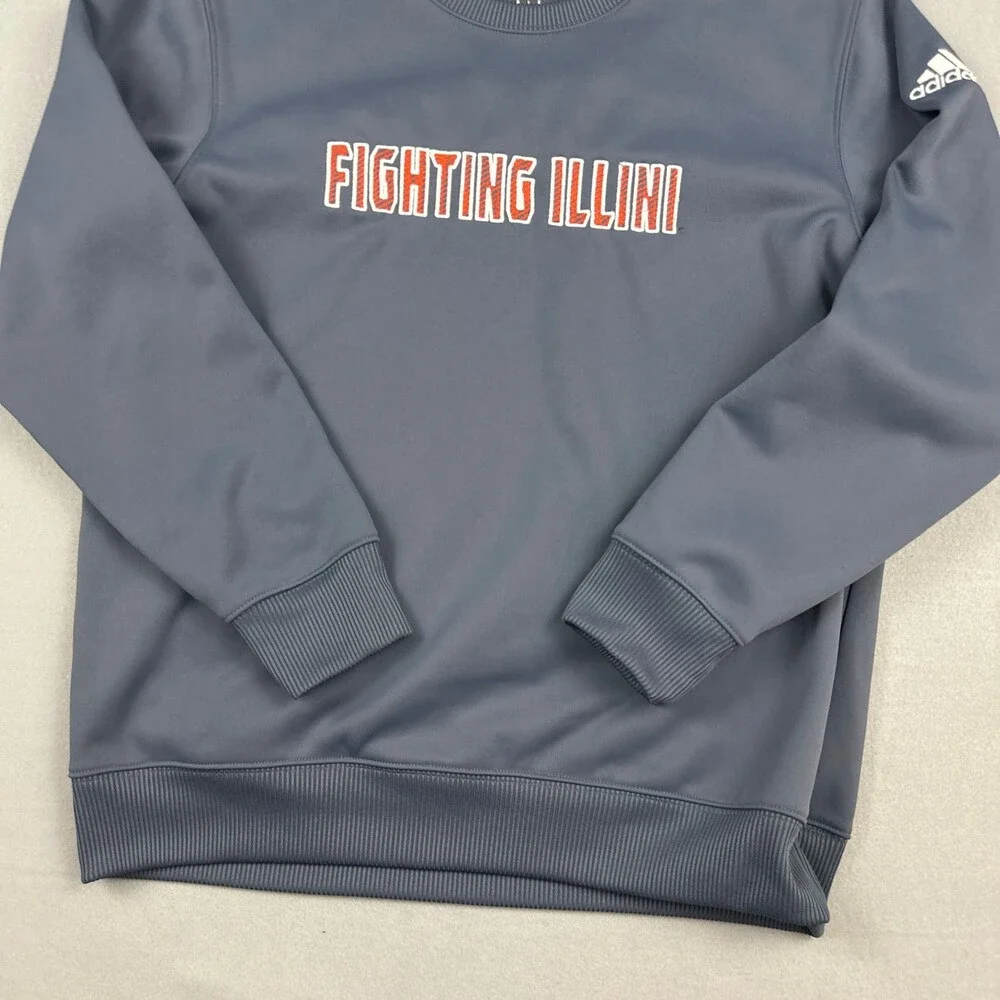 Illinois Fighting Illini Sweater Men Large Gray Adidas Climawarm Basketball L